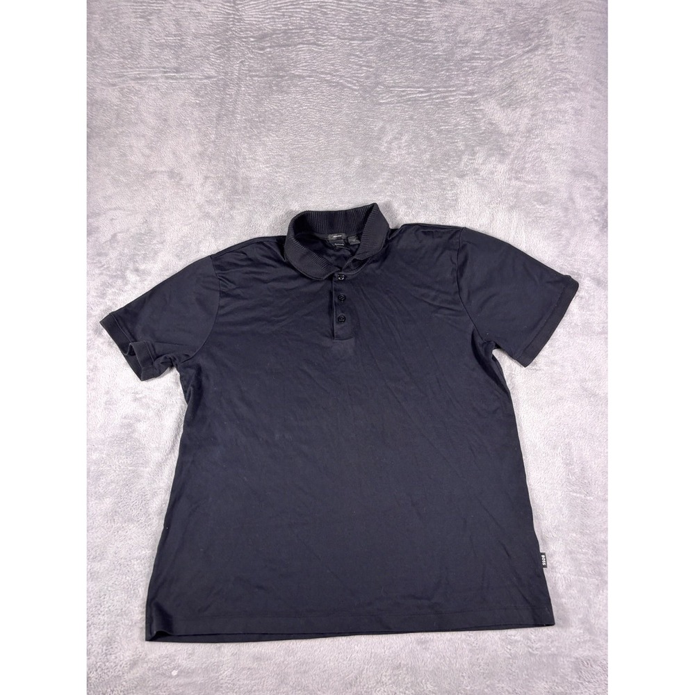 Hugo Boss Polo Shirt Mens XL Black Mercerised Short Sleeve Casual Pique
